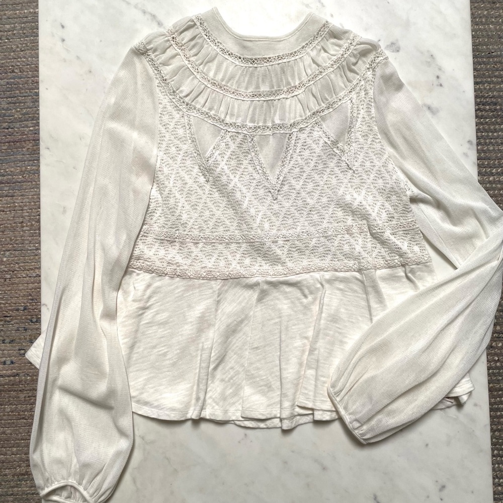 Free People Lace Peplum Top